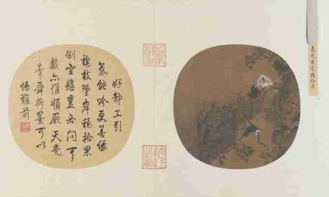 宋 易元吉 猿猴摘果绢本25×25．6北京故宫