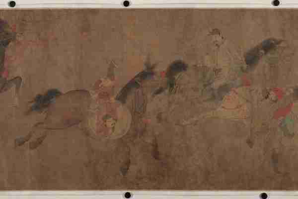 元 赵雍 马戏图卷绢本26.7×172.7