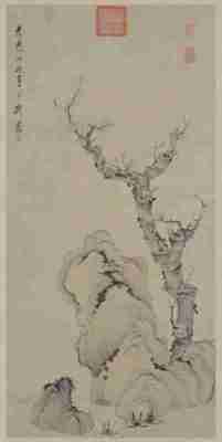 明 陈洪绶 梅石图轴纸本115.2×56北京故宫